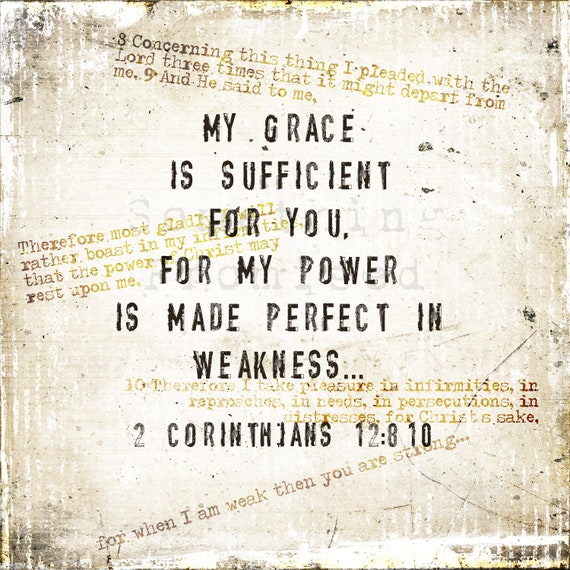 My Grace Is Sufficient For You 2 Corinthians 128 10 Vintage Metal Print On Reclaimed Wooden Frame Bible Verse Scripture Art Scripture Print