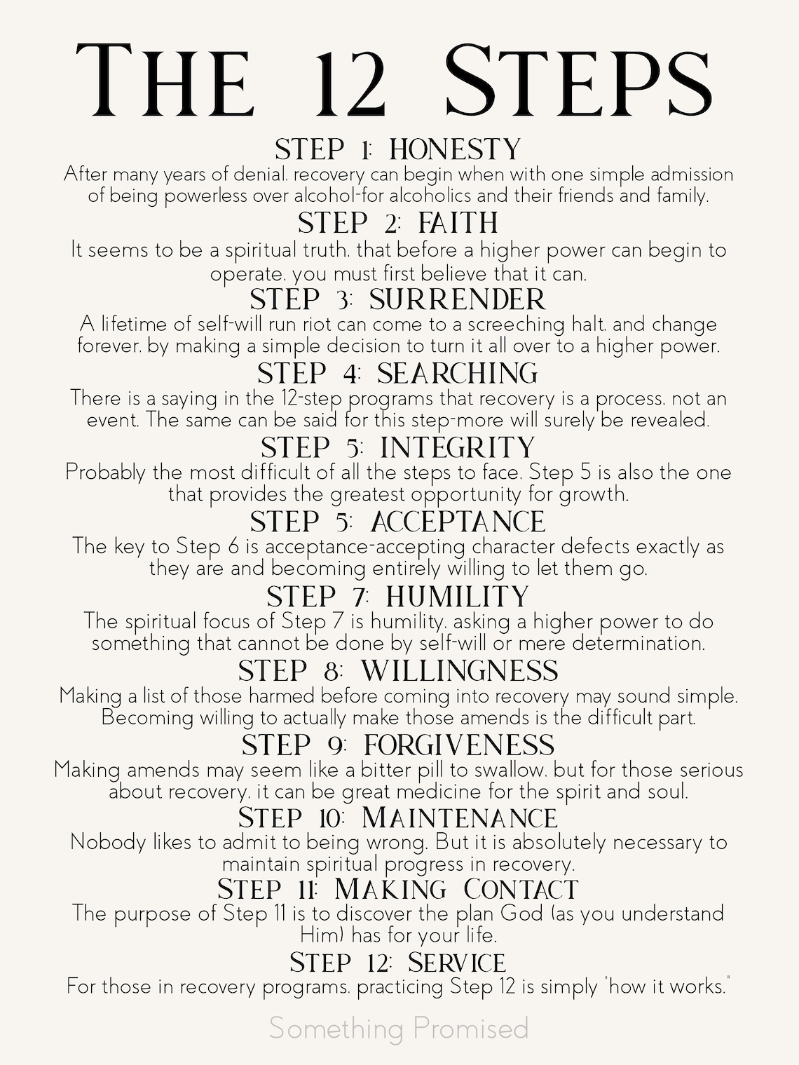 Metal print on reclaimed wood depicting the 12 Steps of AA