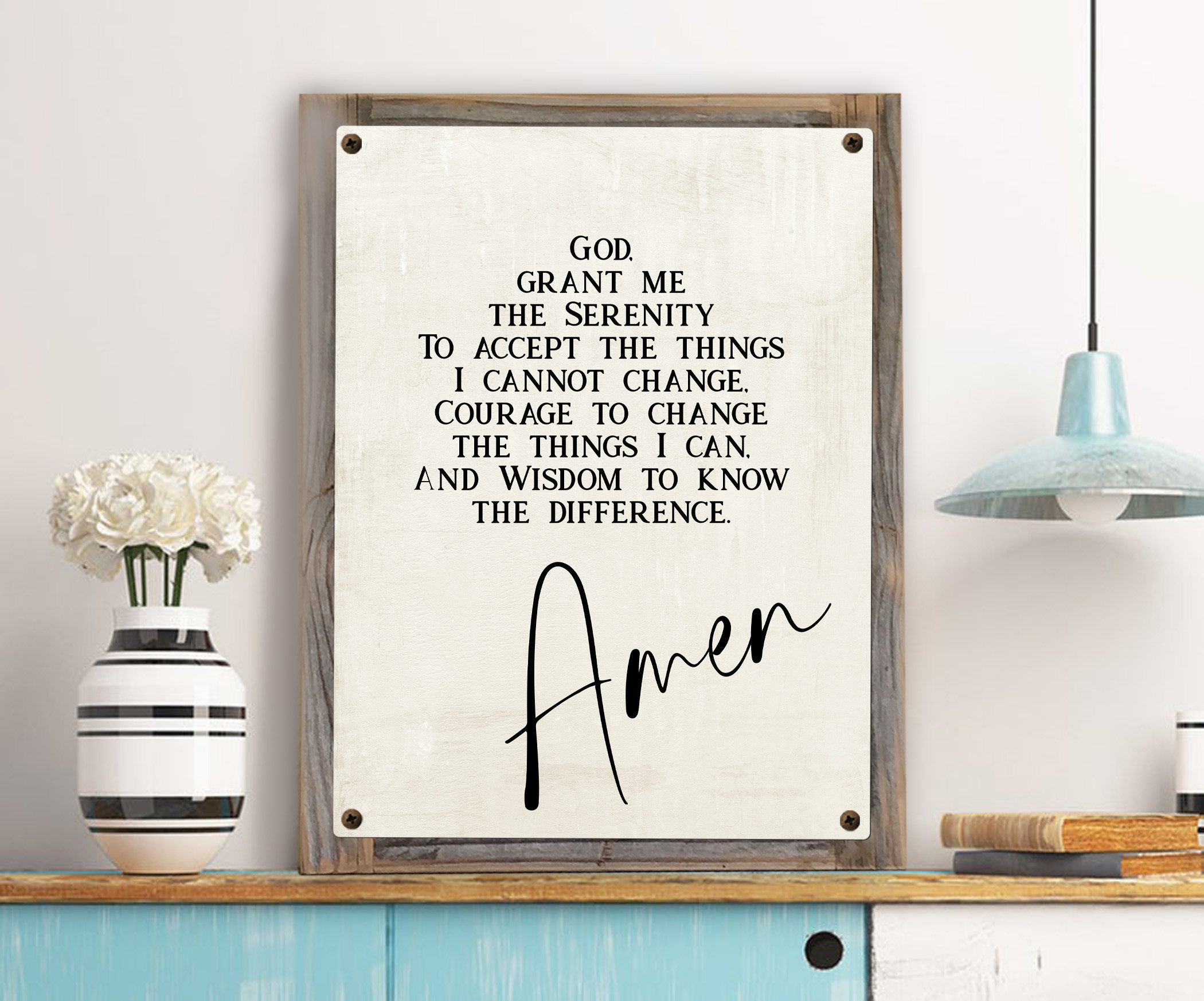 The Serenity Prayer-metal Print on Reclaimed Wood Frame-recovery