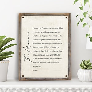 The Memorare Prayer Metal Print on Reclaimed Wood Frame-Rustic Christian Art-Catholic Prayer Art-Communion Gift Idea-Holy Communion