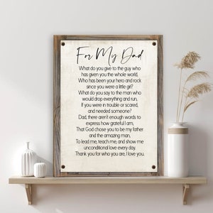 For My Dad Poem Metal Print on Reclaimed Wood Frame-Personalized Dad Gift-Poem from Daughter-Custom Dad Gift-Fathers Day Gift