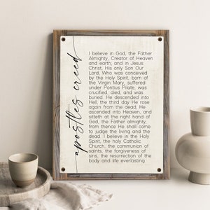 Apostles Creed Metal Print on Reclaimed Wood Frame-Catholic Prayer Art-Communion Gift Idea-Christian Gift Idea-Church Decor Idea