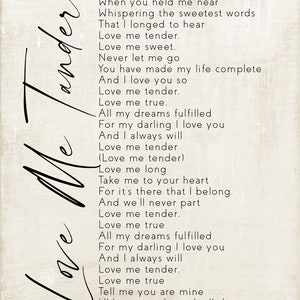 Love Me Tender Song Lyrics on Metal Print on Reclaimed Wood Frame-elvis ...