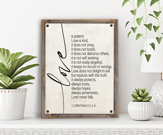 Love Is Patient Metal & Wood Framed Wall Art Love Is Patient Metal & Wood Framed Wall Art