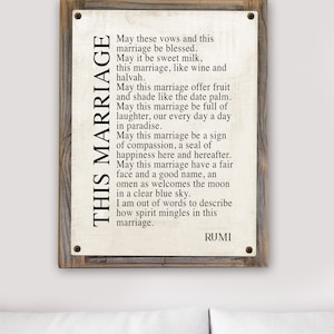 This Marriage. Rumi Poem Metal Print on Reclaimed Wood Frame-Rumi Poetry Wall Decor-Marriage Poem Wall Art-Classic Love Poetry Wall Art