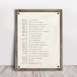 The Lord&#39;s Prayer-Matthew 6:9-13-Our Father Prayer-Metal Print on Reclaimed Wood Frame-Bible Verse-Bible Scripture Wall Art-Rustic Wall Art-