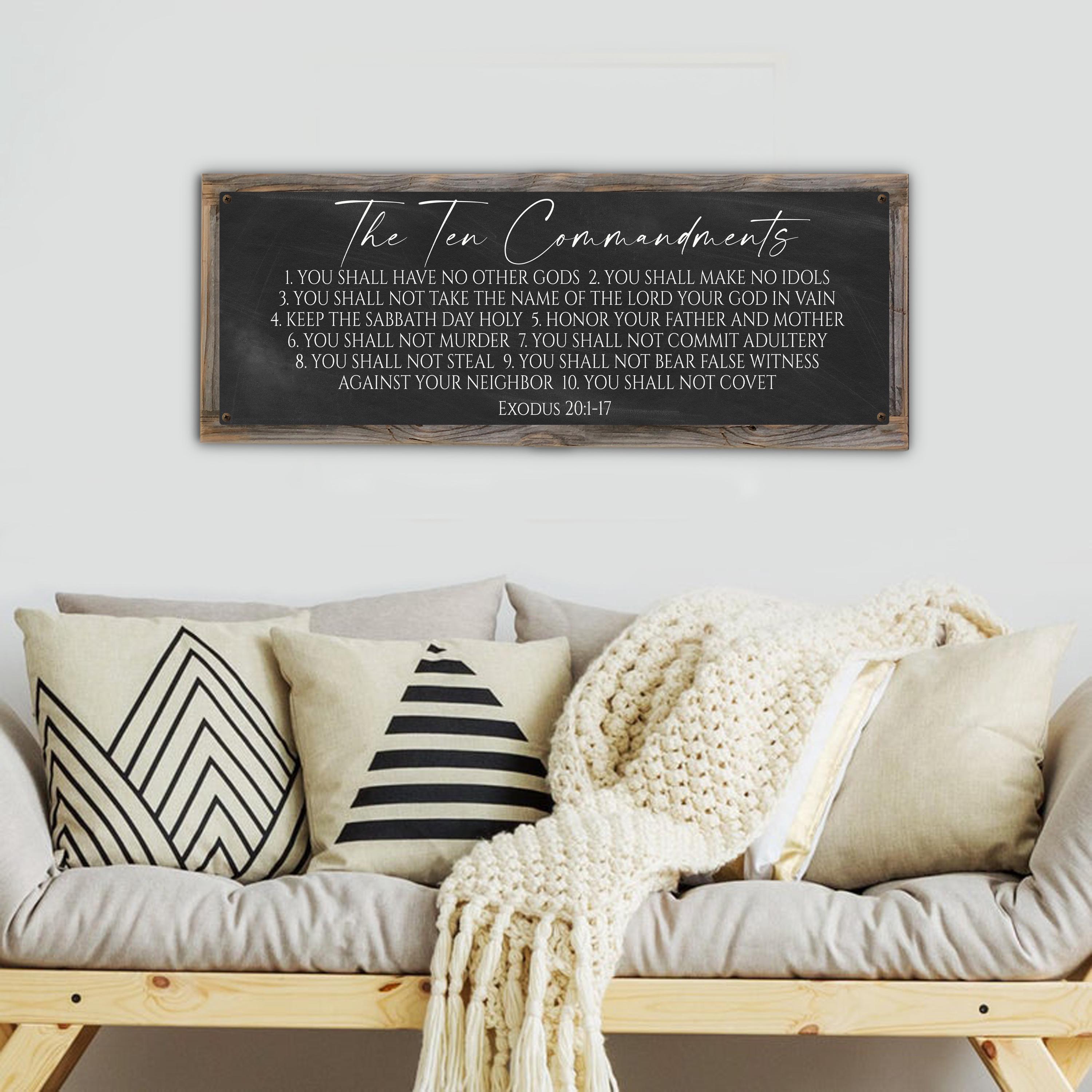 The Ten Commandments Metal Print on Reclaimed Wood Frame-exodus 20 ...