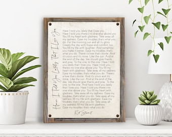 Have I Told You Lately That I Love You Lyrics Metal Print on Reclaimed Wood Frame-Wedding Song-First Dance Song Lyric-Rod Stewart Song Lyric