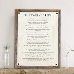 The 12 Steps of AA Metal Print on Reclaimed Wood Frame-Recovery Wall Art-Rustic Recovery Art-12 Step Wall Decor-Recovery Gift Idea