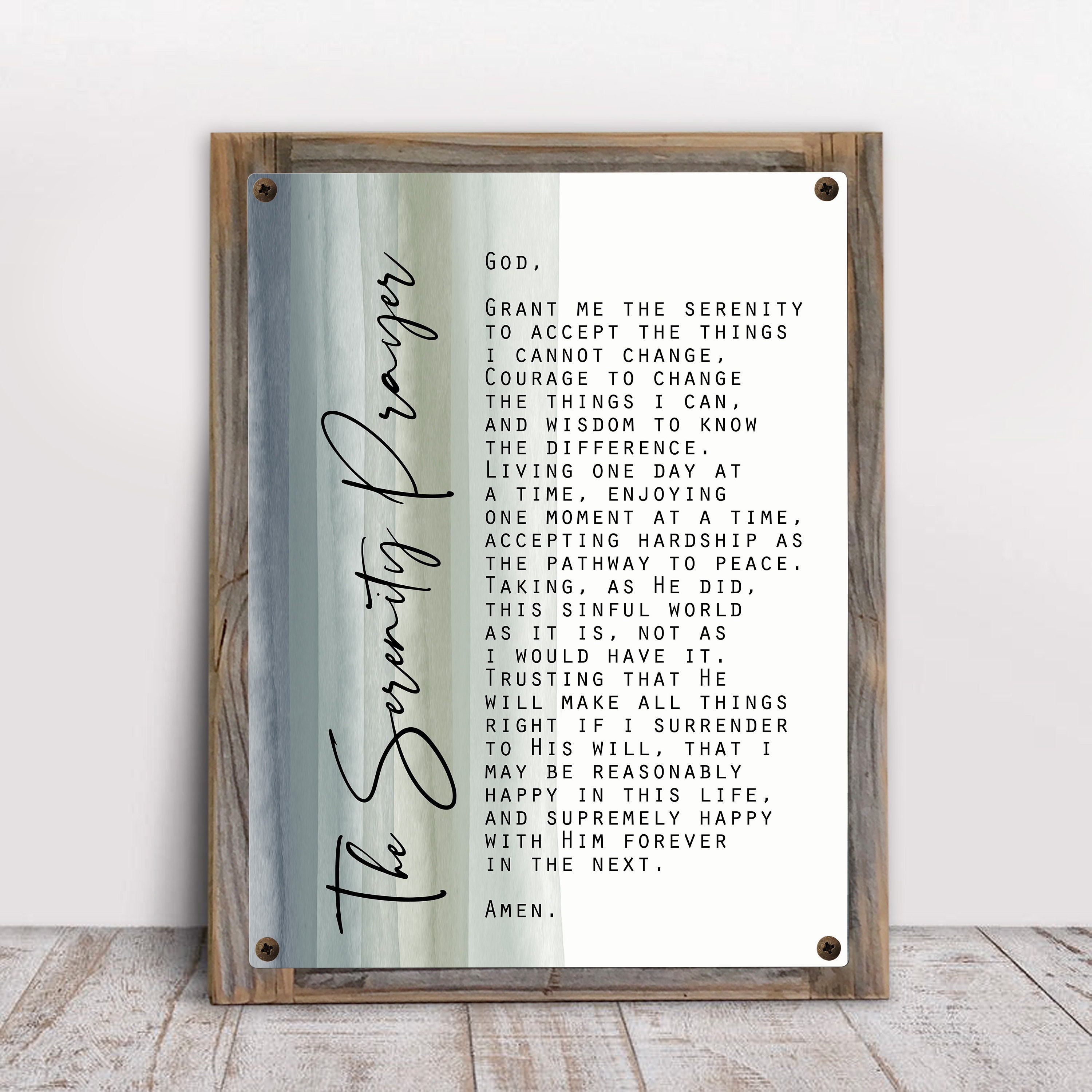 nitro mega prayer　The reason of hers Original Serenity Prayer Metal Print on Reclaimed Wood Frame