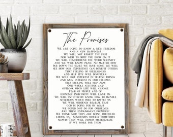 The AA Promises-Metal Print on Reclaimed Wood Frame-Recovery Gift Idea-Recovery Wall Art-12 Step Wall Decor-12 Step Gift Idea