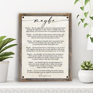 Maybe Love Poem on Metal Print on Reclaimed Wood Frame-rumi Poetry Wall ...