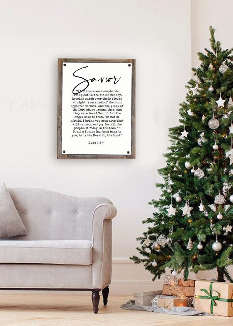 Savior Script Savior Vintage Metal Print on Reclaimed Wood Frame-luke 2:8-11 Holiday ...