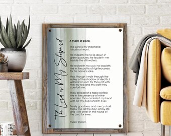 Psalm 23-The Lord is my Shepard Prayer-Metal Print on Reclaimed Wood Frame-Bible Scripture Wall Art-Psalm of David-Rustic Decor