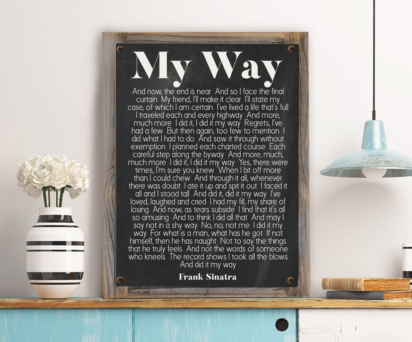 I Did It My Way Song Lyrics on Metal Print on Reclaimed Wooden Etsy