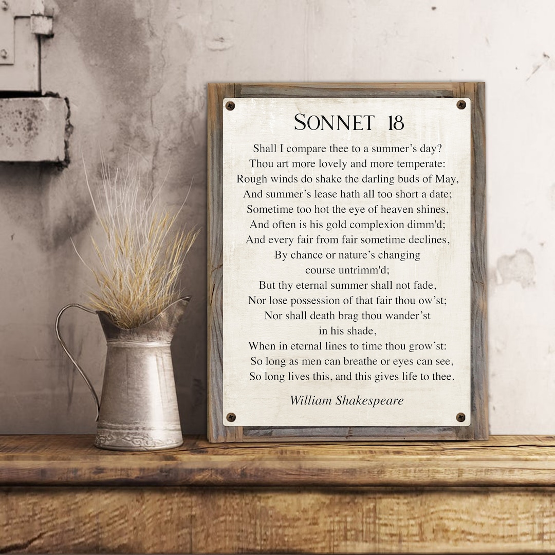 Sonnet 18 Metal Print on Reclaimed Wood Frame-shall I Compare Thee to a ...