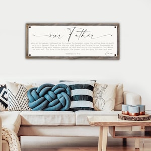 Our Father Who Art In Heaven Metal Print-Reclaimed Wood Frame-Matthew 6: 9-13-Bible Wall Art-Lords Prayer Decor-Over Couch Scripture Sign
