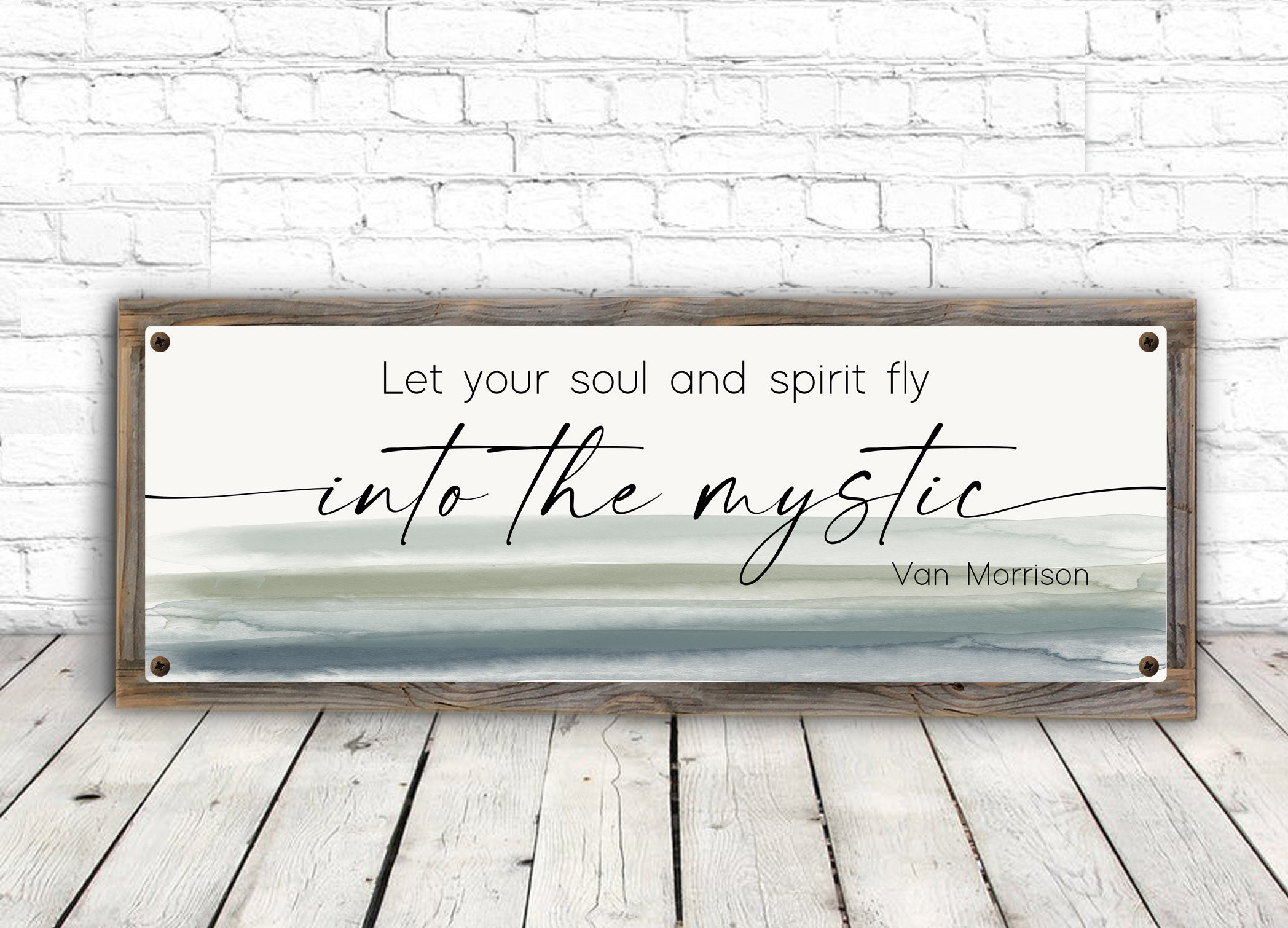 Into the Mystic Metal Print on Reclaimed Wood Frame-above Bed