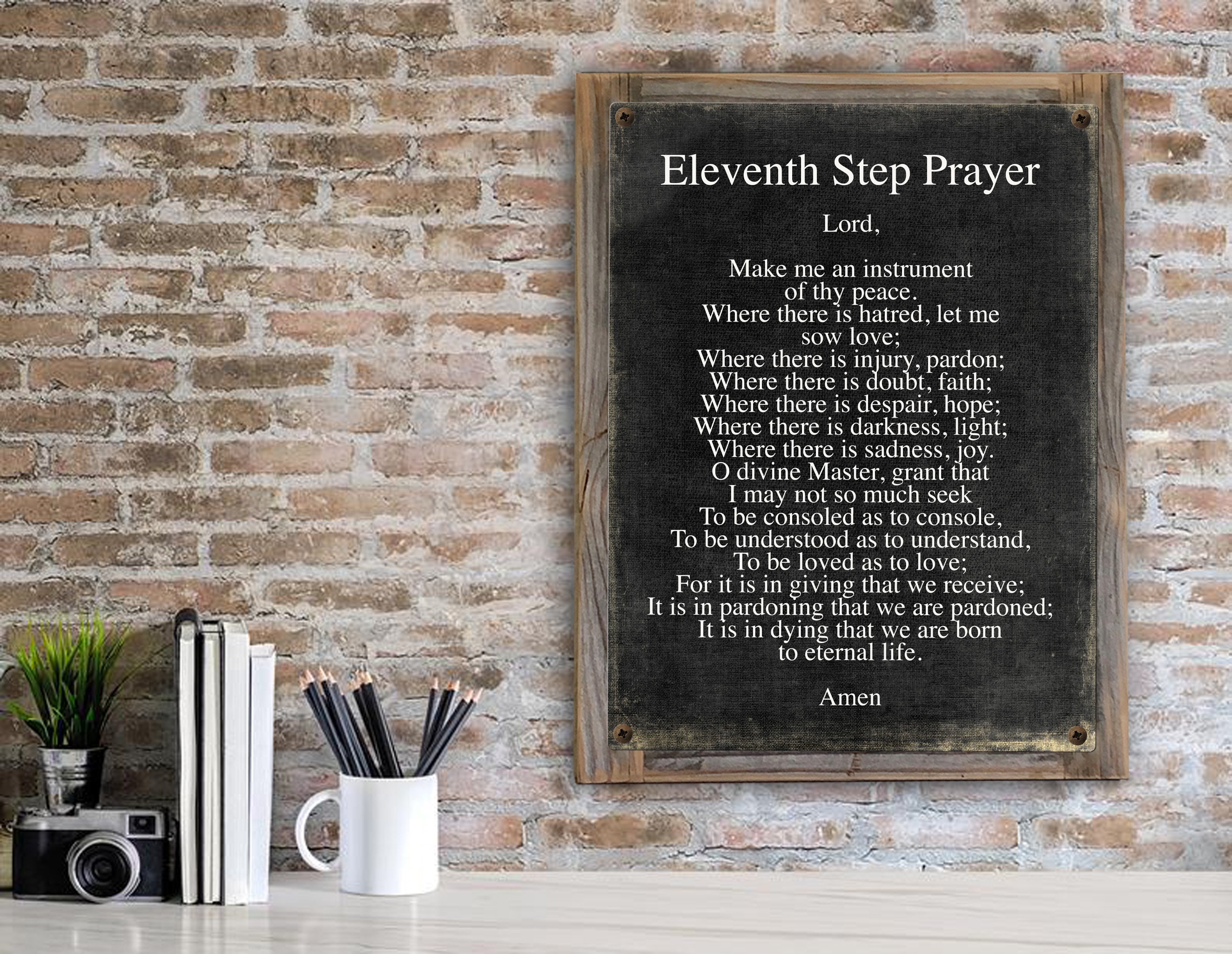 Eleventh Step Prayer Metal Print on Reclaimed Wood Frame-11th Step