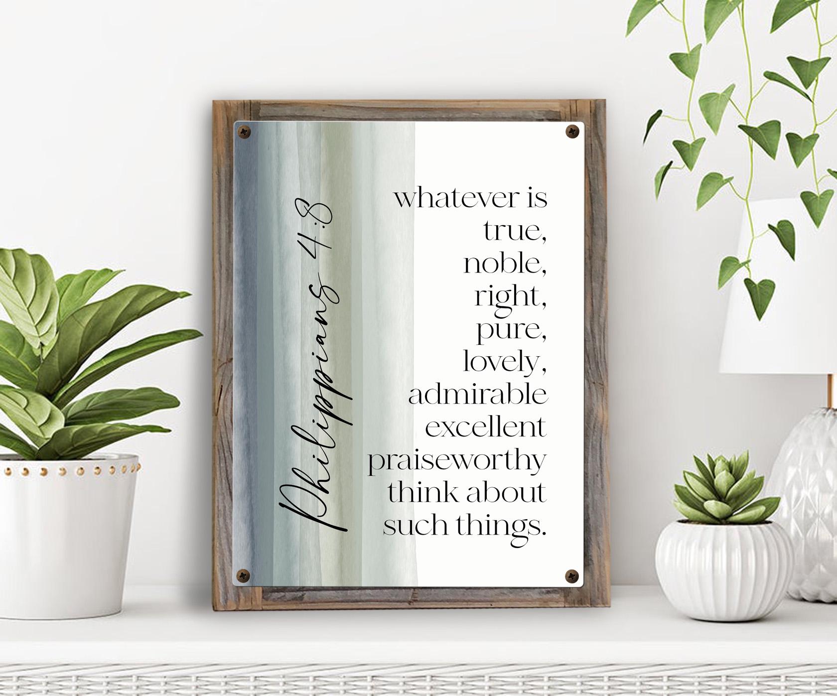 Whatever is True Metal Print on Reclaimed Wood Frame-philippians 4