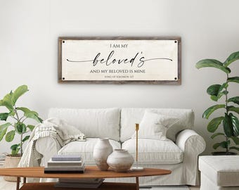 I Am My Beloved's and My Beloved Is Mine Print-Reclaimed Wood Frame-Song of Solomon 6:3-Bible Wall Art-Christian Newlywed Gift