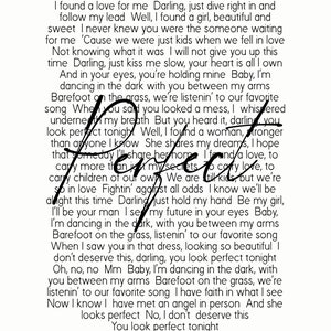 Perfect-ed Sheeran Song Lyrics on Metal Print on Reclaimed Wooden Frame ...