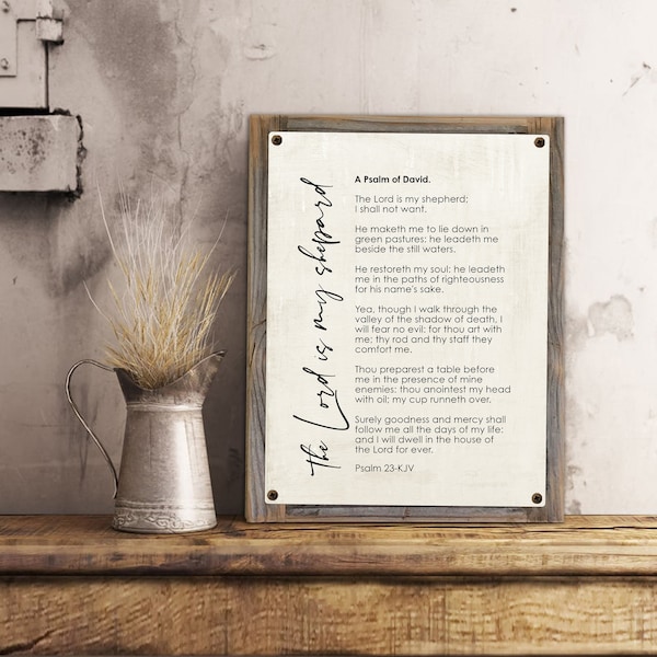 The Lords Prayer KJV Metal Print Reclaimed Wood Frame-Our Father Prayer Bible Verse-Bible Wall Art-Christian Wall Art-Lord Prayer-Psalm 23