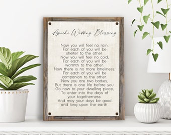 Apache Wedding Blessing Metal Print on Reclaimed Wood Frame-Marriage Poem Decor-Custom Marriage Blessing-Wedding Gift