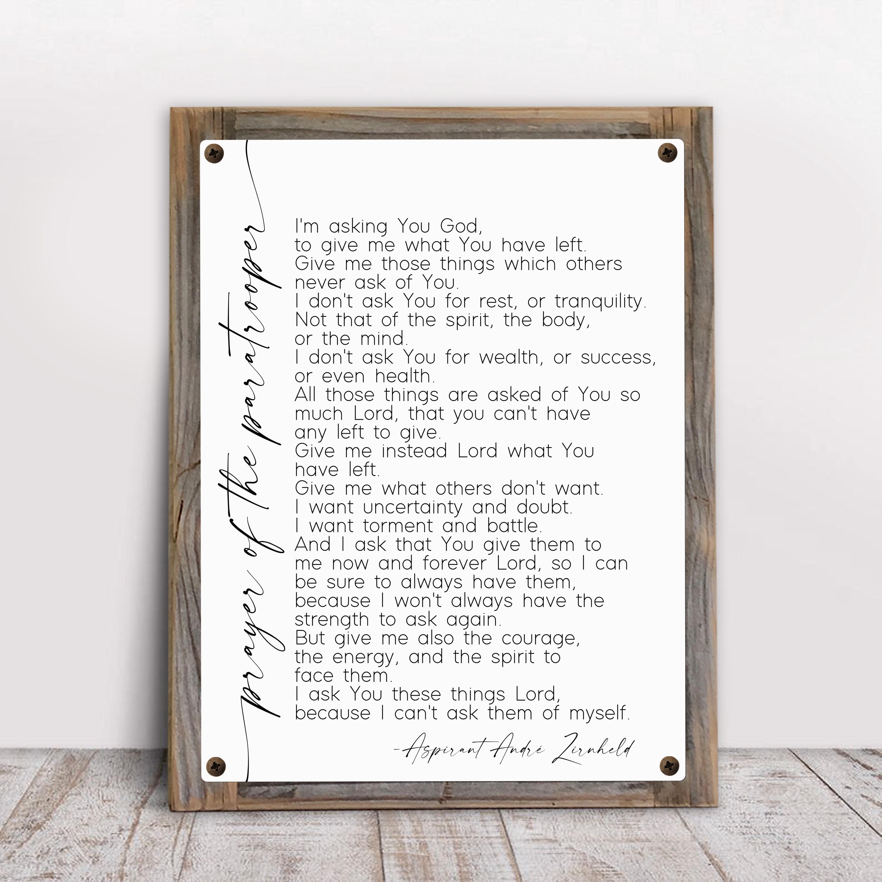 Paratrooper's Prayer Metal Print on Reclaimed Wood Frame-la Prière