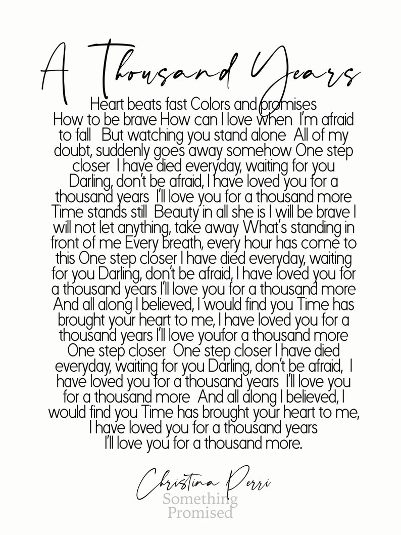 A Thousand Years Lyrics on Metal Print on Reclaimed Wood