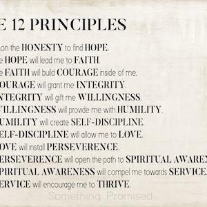 12 Principles of AA Metal Print on Reclaimed Wood Frame Spiritual Wall ...
