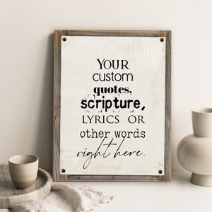 Custom Quote on Metal Print w/Reclaimed Wood Frame-custom sayings-custom song lyrics-custom scripture-custom typography-personalized words