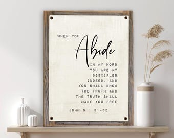 Abide In My Word-John 8:31-32-Metal Print on Reclaimed Wood Frame-Bible Wall Decor-Scripture Wall Art-Christian Gift Idea