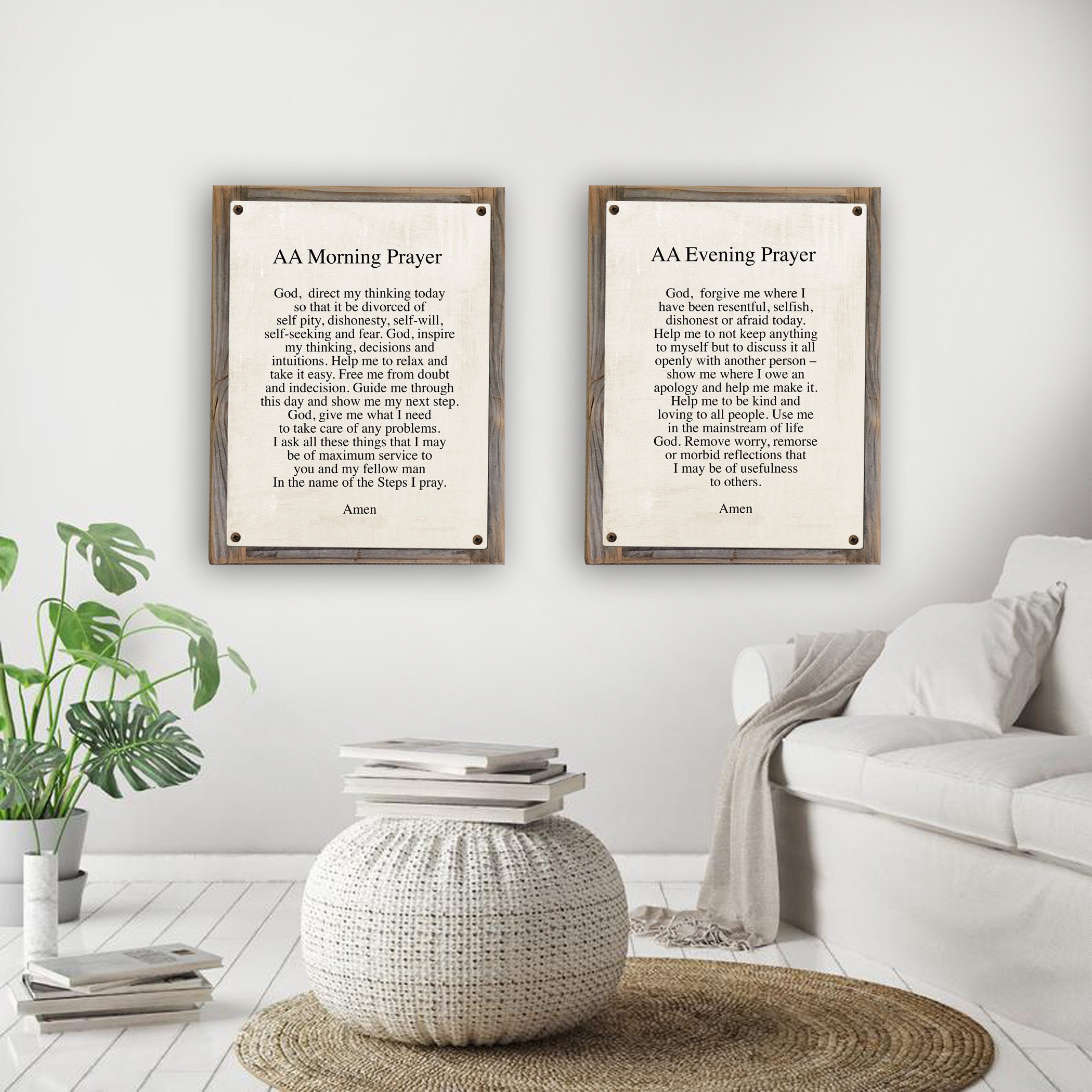 AA Morning & Evening Prayers on Metal Print on Reclaimed Wood