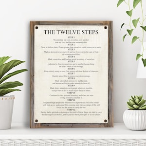 The 12 Steps of AA Metal Print on Reclaimed Wood Frame-Recovery Wall Art-Rustic Recovery Art-12 Step Wall Decor-Recovery Gift Idea