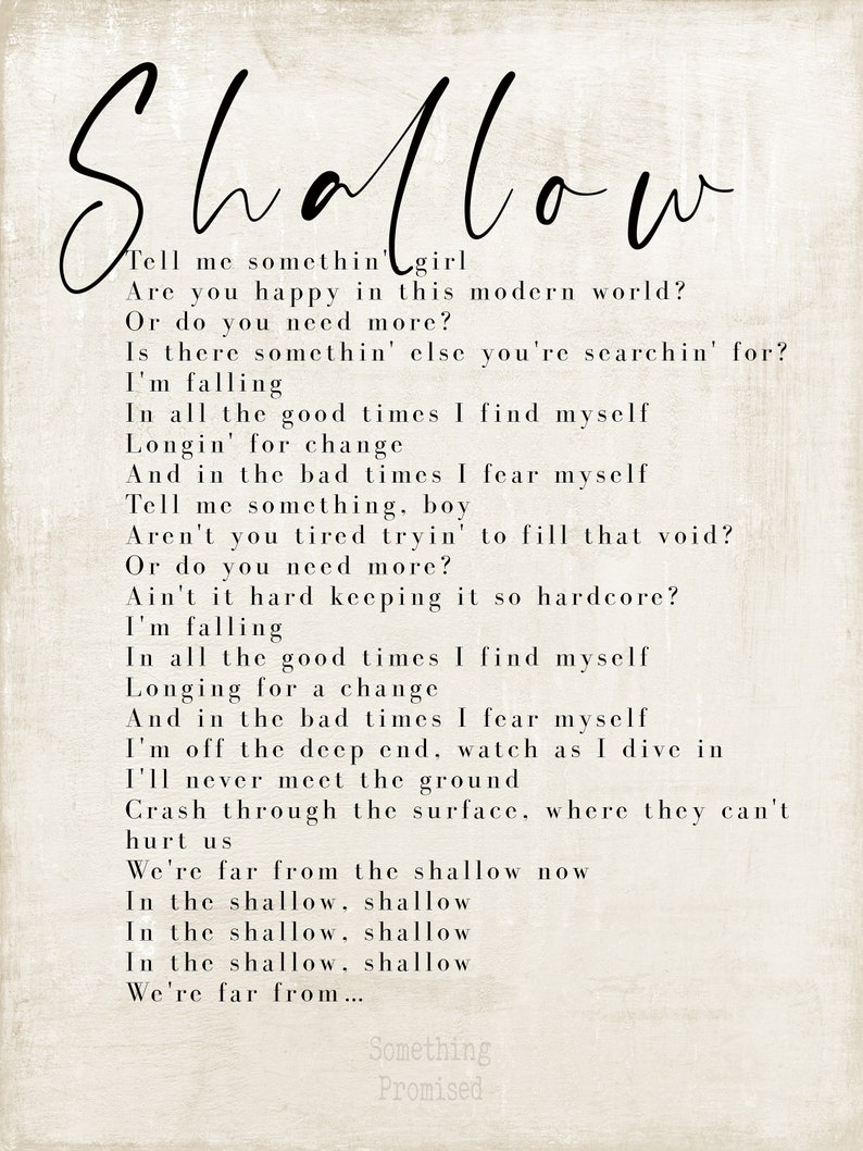 ShallowSong Lyrics on Metal Print on Reclaimed Wooden Etsy