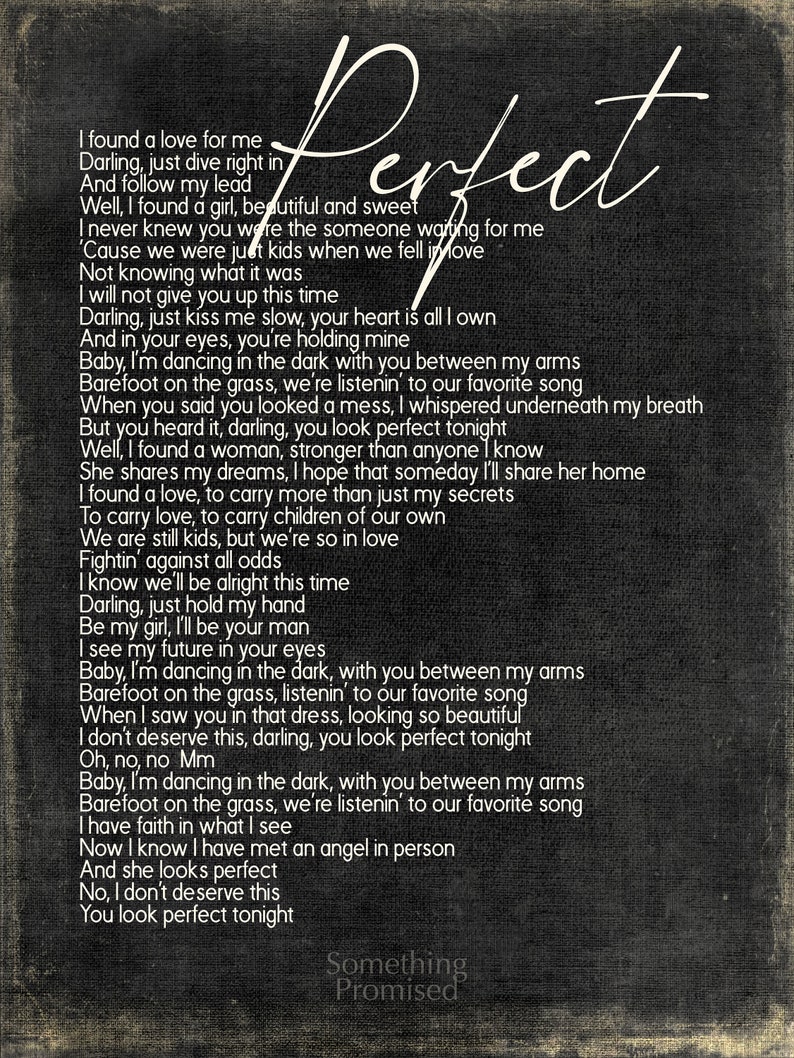 PerfectEd Sheeran Song Lyrics on Metal Print on Reclaimed Etsy