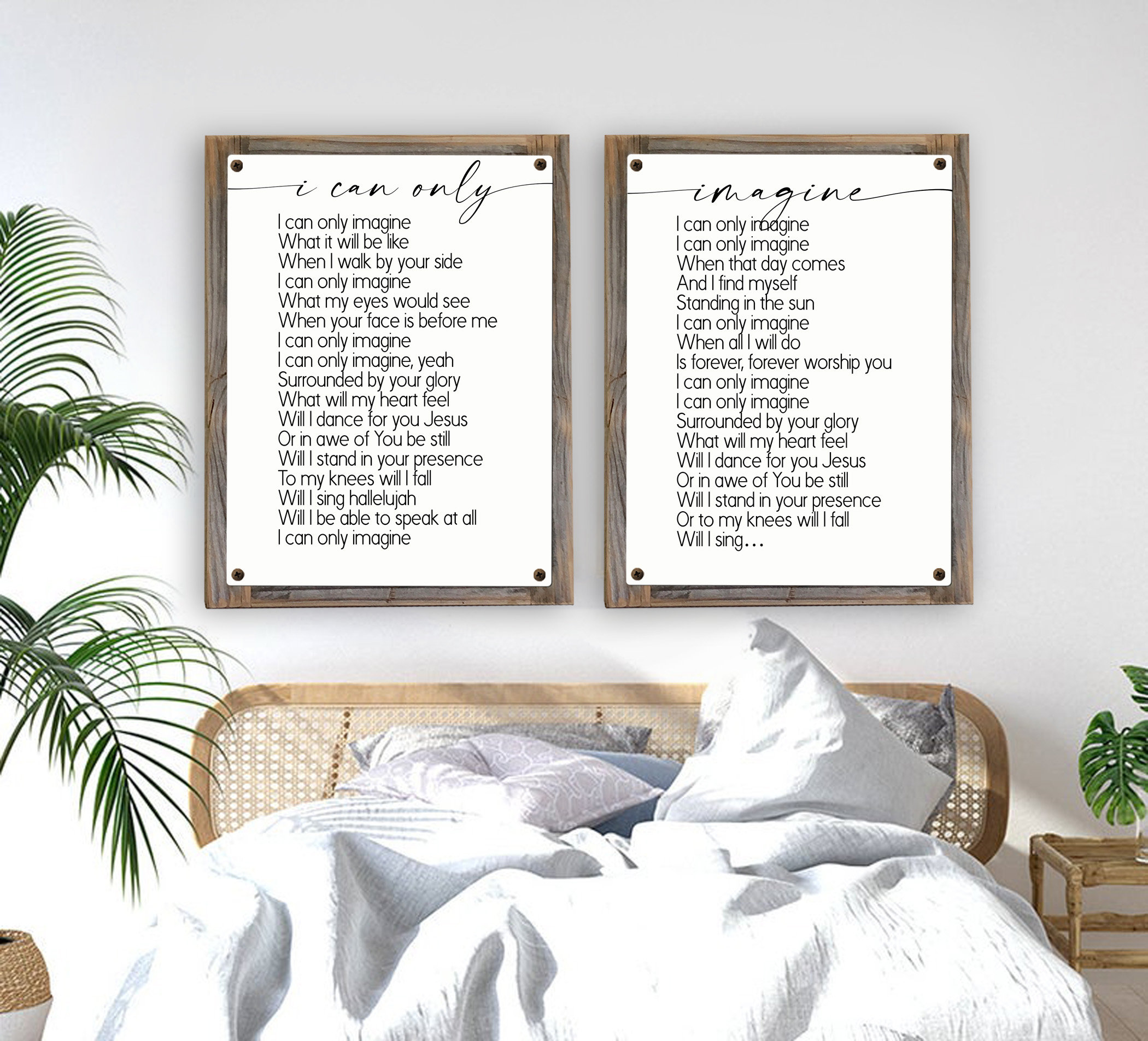 I Can Only Imagine Lyrics on Metal Print on Reclaimed Wood Frame