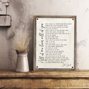 Song Lyrics on Metal Print on Reclaimed Wooden Frame-Wedding Song Lyrics-First Dance Song Lyrics