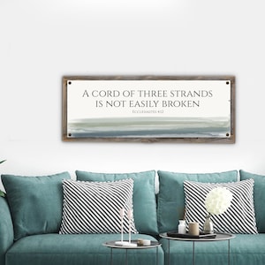 A Three Strand Cord Is Not Easily Broken Metal Print-Reclaimed Wood Frame-Bible Wall Art-Ecclesiastes 4:12-Wedding Gift Couple Unique