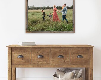 Family Photo Art Metal Print on Reclaimed Wood Frame-photo with quote-unique gift idea-Family photo Decor-Valentine Gift Idea