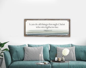 I Can Do All Things Through Christ Metal Print on Reclaimed Wood Frame-Philippians 4:13 Scripture Wall Art-Rustic Bible Sign