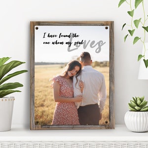 Engagement Photo Art Metal Print on Rustic Reclaimed Wood Frame-Valentine Gift-Anniversary Gift Idea-Gift For Her-Gift For Couple