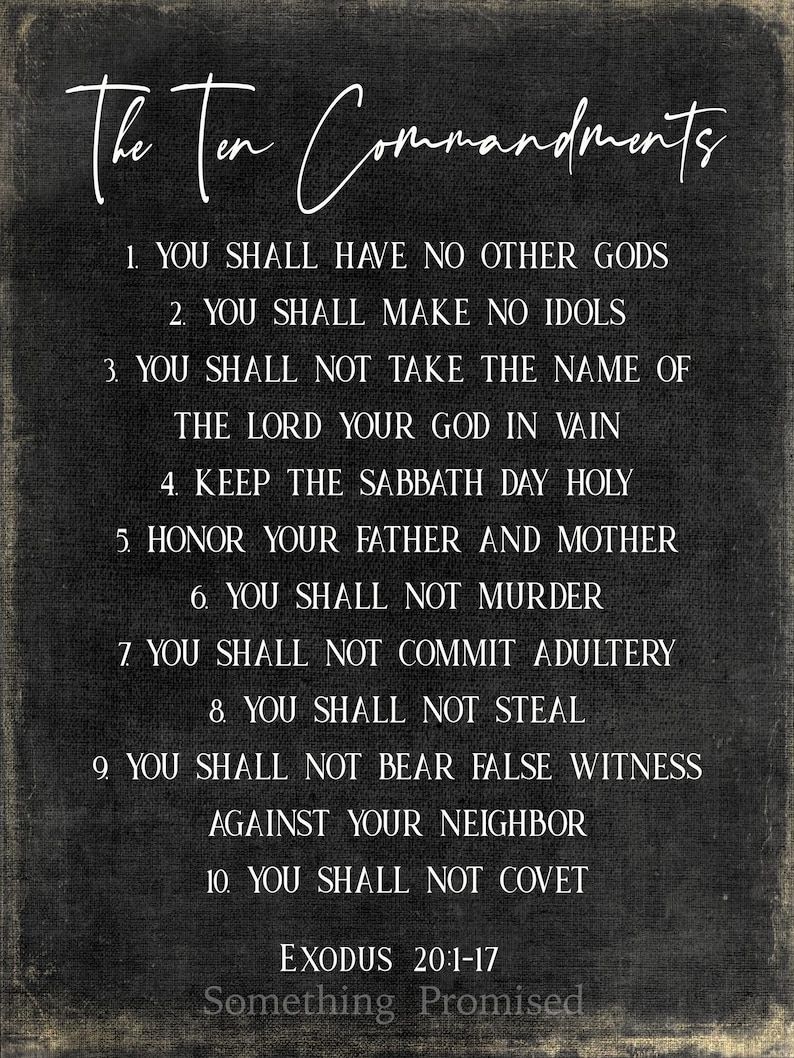 10 Commandments Text Ten Commandments Metal Print on Reclaimed Wood Frame-exodus 20:1-17 ...