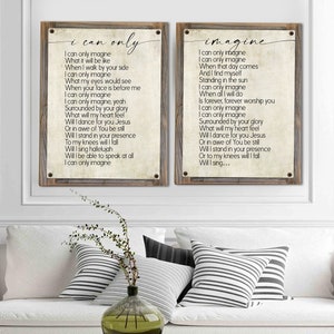 I Can Only Imagine Lyrics on Metal Print on Reclaimed Wood Frame