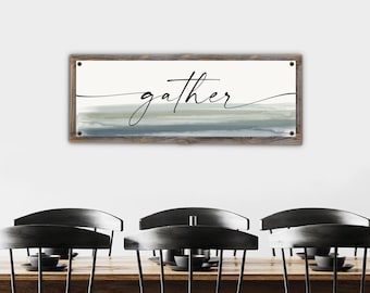 Gather Metal Print on Reclaimed Wood Frame-Dining Room Wall Decor-Family Gathering Wall Art-Housewarming Gift