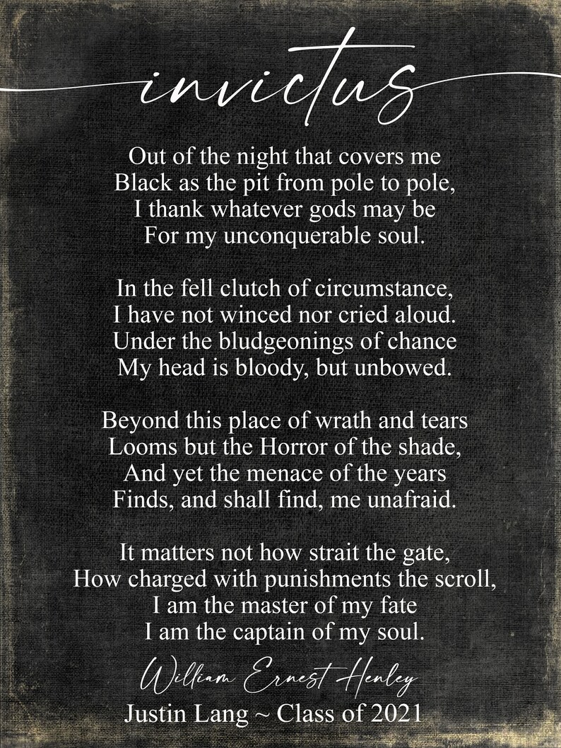 Invictus Poem on Metal Print-reclaimed Wood-grad Gift for Boy-gift for ...