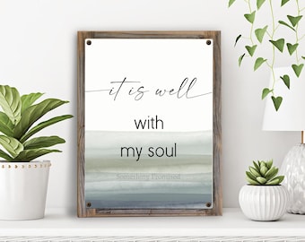 It Is Well With My Soul Metal Print on Reclaimed Wood Frame-Hymn Wall Art-Rustic Christian Wall Decor