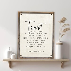 Trust In The Lord With All Your Heart Metal Print on Reclaimed Wood Frame-Proverbs 3:5-6-Rustic Christian Art-Proverbs Wall Art