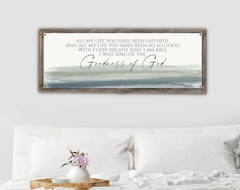 Goodness of God Lyrics Sign-Metal Print-Reclaimed Wood Frame-Worship Center Decor-Worship Song Decor